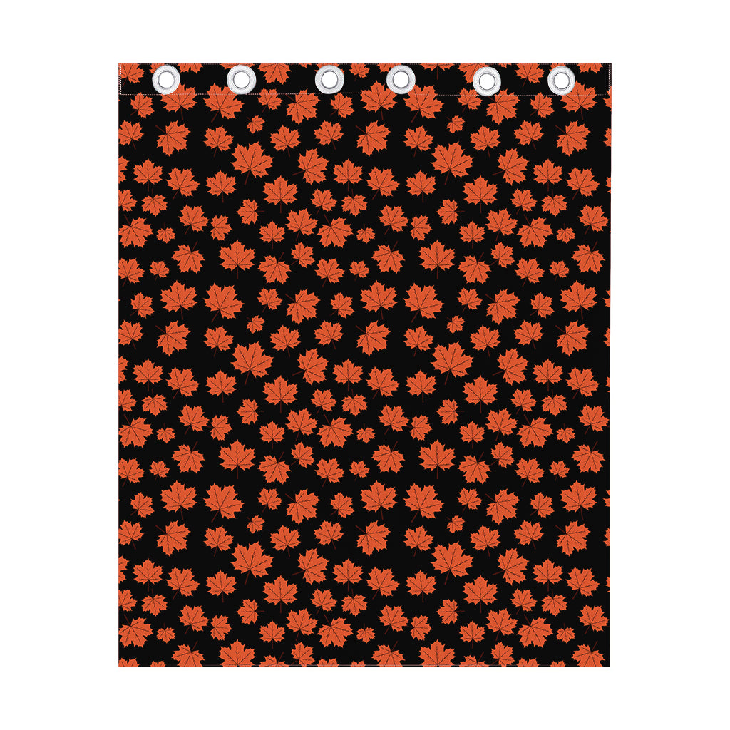 Orange Maple Leaves Pattern Print Curtain