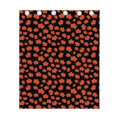 Orange Maple Leaves Pattern Print Curtain