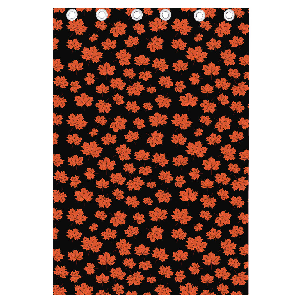 Orange Maple Leaves Pattern Print Curtain