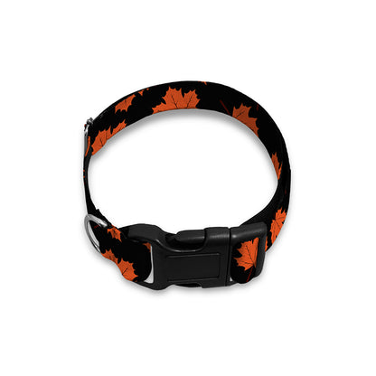Orange Maple Leaves Pattern Print Dog Collar