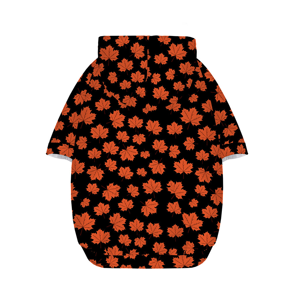 Orange Maple Leaves Pattern Print Dog Zip Up Hoodie