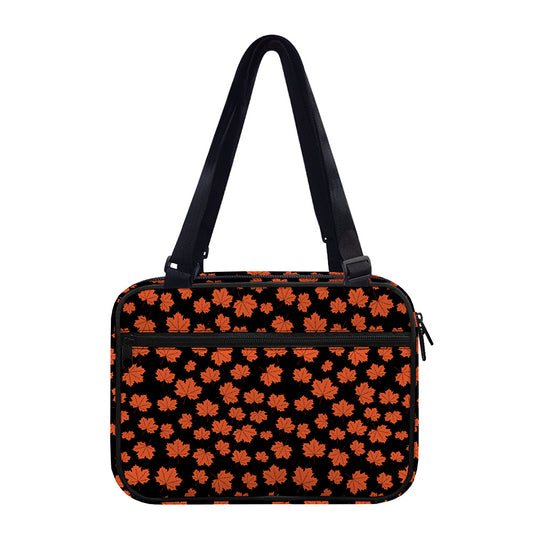 Orange Maple Leaves Pattern Print Double Strap Bible Bag