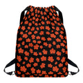 Orange Maple Leaves Pattern Print Drawstring Backpack