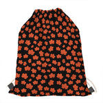 Orange Maple Leaves Pattern Print Drawstring Bag