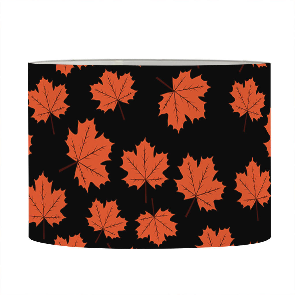 Orange Maple Leaves Pattern Print Drum Lamp Shade