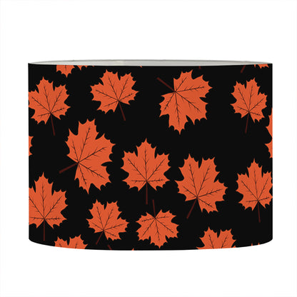Orange Maple Leaves Pattern Print Drum Lamp Shade