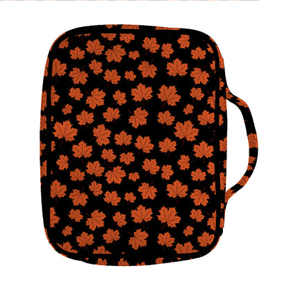 Orange Maple Leaves Pattern Print Front Pocket Bible Bag
