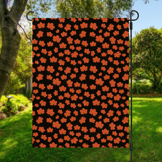 Orange Maple Leaves Pattern Print Garden Flag