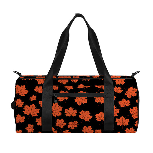 Orange Maple Leaves Pattern Print Gym Bag