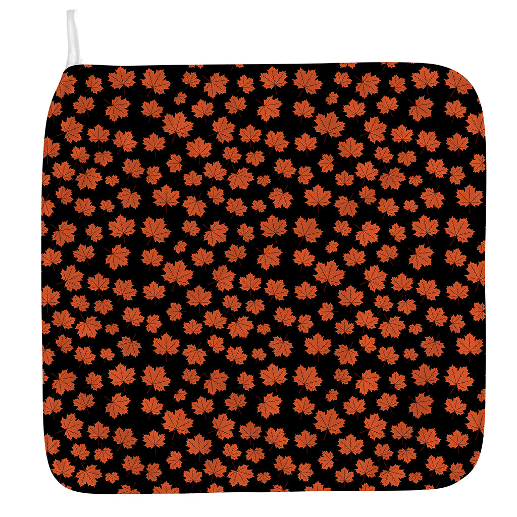 Orange Maple Leaves Pattern Print Hand Towel