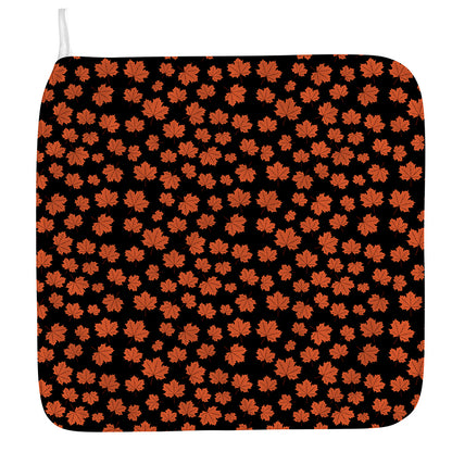 Orange Maple Leaves Pattern Print Hand Towel