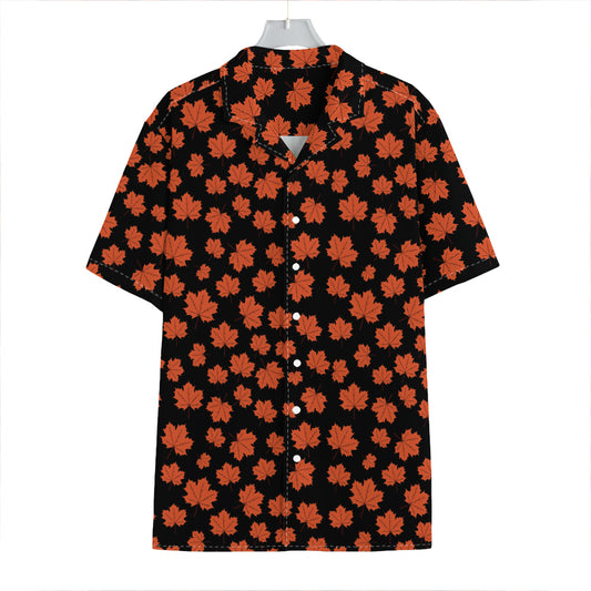 Orange Maple Leaves Pattern Print Hawaiian Shirt