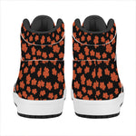 Orange Maple Leaves Pattern Print High Top Leather Sneakers