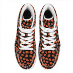 Orange Maple Leaves Pattern Print High Top Leather Sneakers