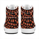 Orange Maple Leaves Pattern Print High Top Leather Sneakers