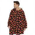 Orange Maple Leaves Pattern Print Hoodie Blanket