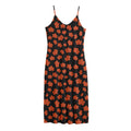 Orange Maple Leaves Pattern Print Jersey Midi Cami Dress
