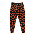 Orange Maple Leaves Pattern Print Jogger Pants
