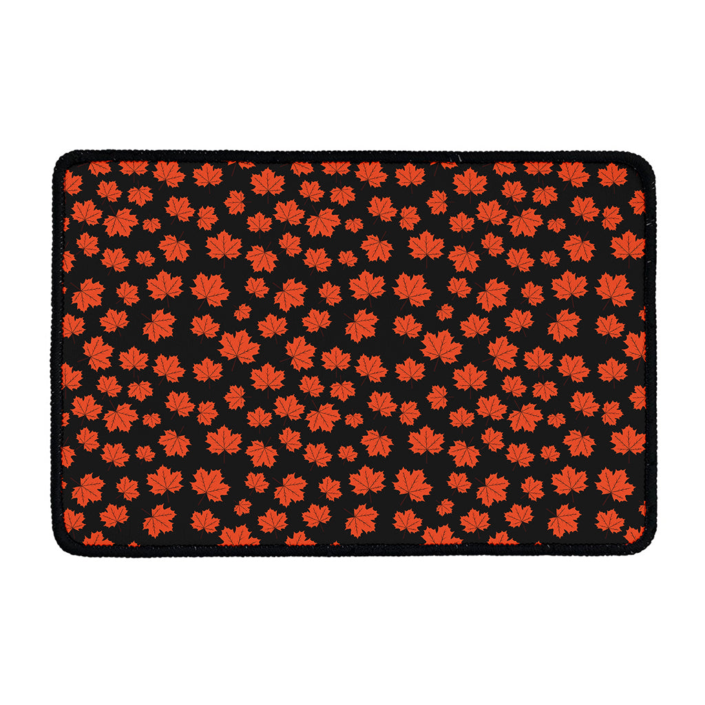 Orange Maple Leaves Pattern Print Kitchen Mat