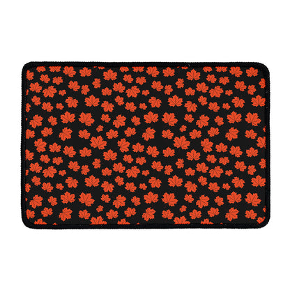 Orange Maple Leaves Pattern Print Kitchen Mat