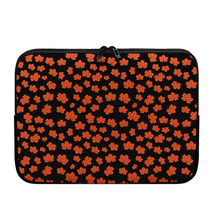 Orange Maple Leaves Pattern Print Laptop Sleeve