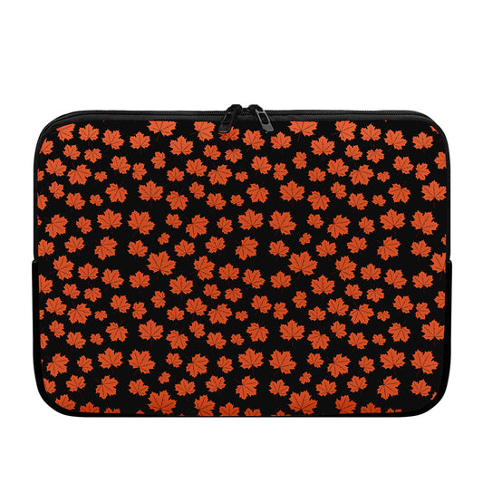 Orange Maple Leaves Pattern Print Laptop Sleeve