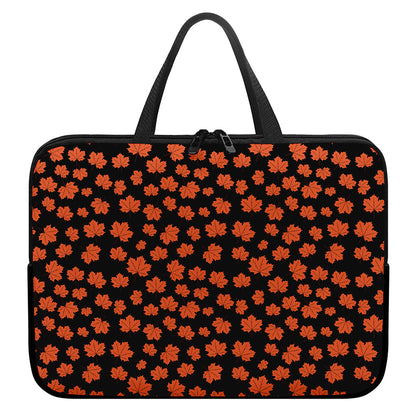 Orange Maple Leaves Pattern Print Laptop Sleeve With Handle