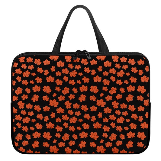 Orange Maple Leaves Pattern Print Laptop Sleeve With Handle