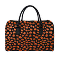 Orange Maple Leaves Pattern Print Leather Duffel Bag