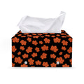 Orange Maple Leaves Pattern Print Leather Tissue Box Cover