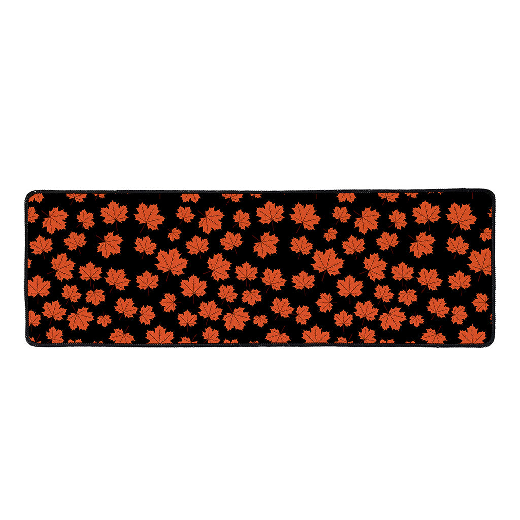 Orange Maple Leaves Pattern Print Long Kitchen Mat