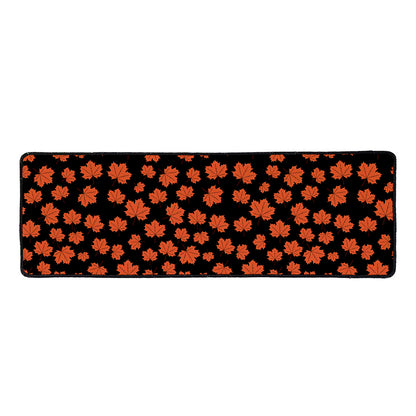 Orange Maple Leaves Pattern Print Long Kitchen Mat