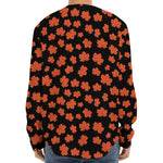 Orange Maple Leaves Pattern Print Long Sleeve Baseball Jersey