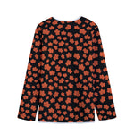 Orange Maple Leaves Pattern Print Long Sleeve Short Coat