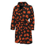 Orange Maple Leaves Pattern Print Men's Bathrobe