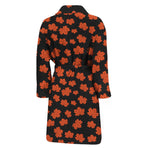 Orange Maple Leaves Pattern Print Men's Bathrobe