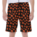 Orange Maple Leaves Pattern Print Men's Beach Shorts