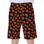 Orange Maple Leaves Pattern Print Men's Beach Shorts