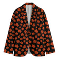 Orange Maple Leaves Pattern Print Men's Blazer