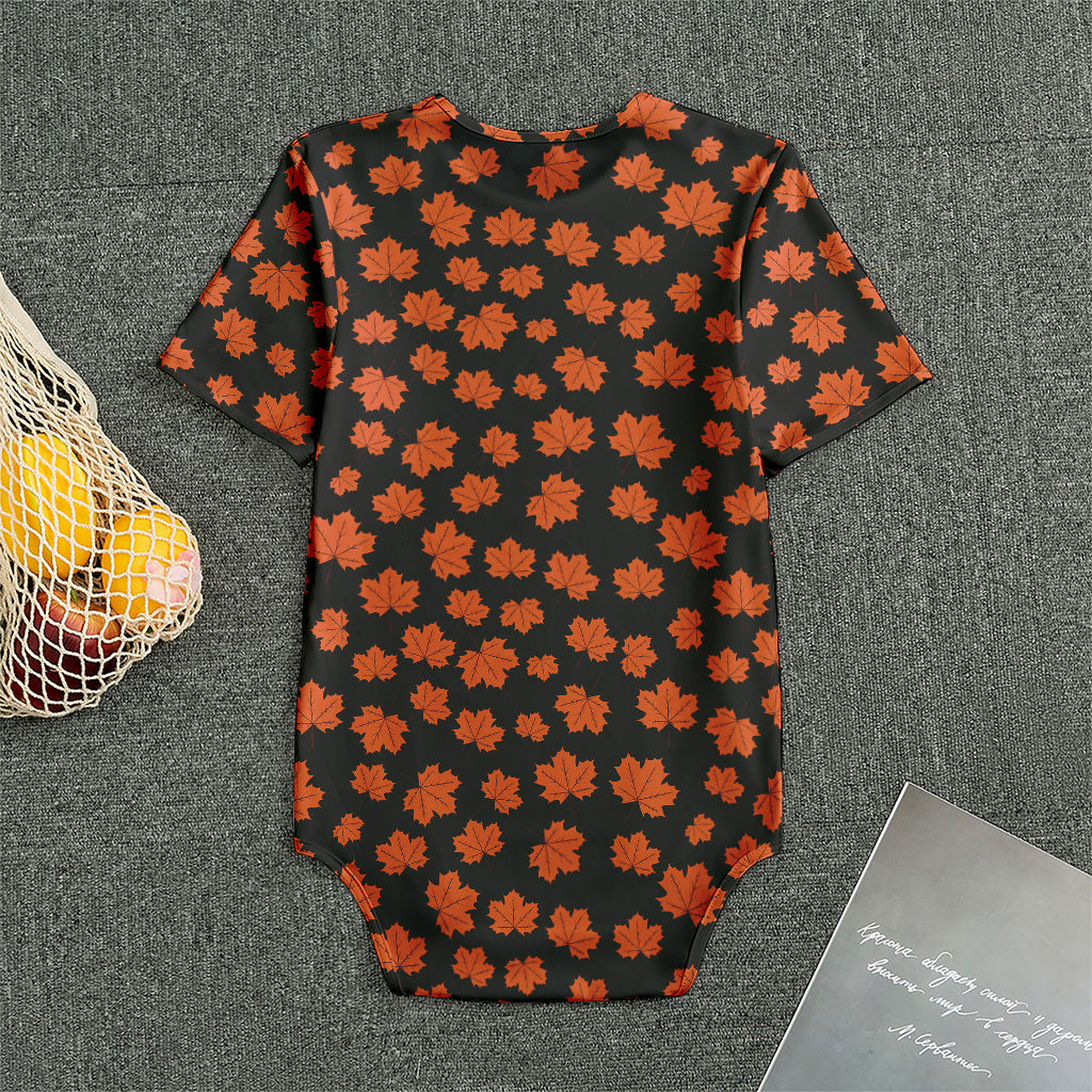 Orange Maple Leaves Pattern Print Men's Bodysuit
