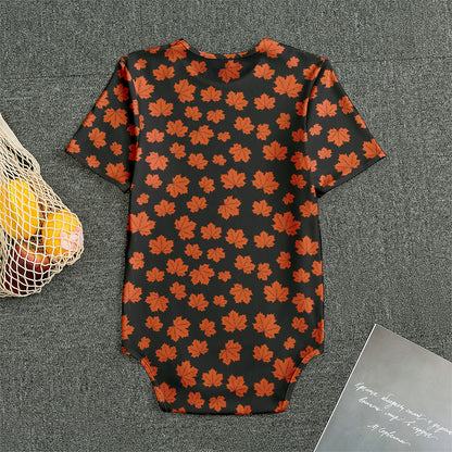 Orange Maple Leaves Pattern Print Men's Bodysuit