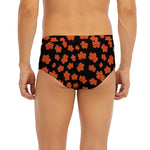 Orange Maple Leaves Pattern Print Men's Briefs