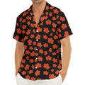Orange Maple Leaves Pattern Print Men's Deep V-Neck Shirt