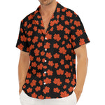 Orange Maple Leaves Pattern Print Men's Deep V-Neck Shirt