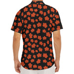 Orange Maple Leaves Pattern Print Men's Deep V-Neck Shirt