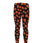 Orange Maple Leaves Pattern Print Men's leggings