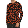 Orange Maple Leaves Pattern Print Men's Long Sleeve Rash Guard