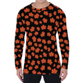 Orange Maple Leaves Pattern Print Men's Long Sleeve T-Shirt