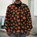 Orange Maple Leaves Pattern Print Men's Shirt Jacket