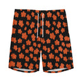 Orange Maple Leaves Pattern Print Men's Athletic Shorts